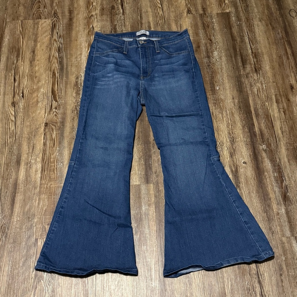 Judy Blue Flare Jeans Women's 11/30 Cropped High Rise Stretch Denim Made in USA